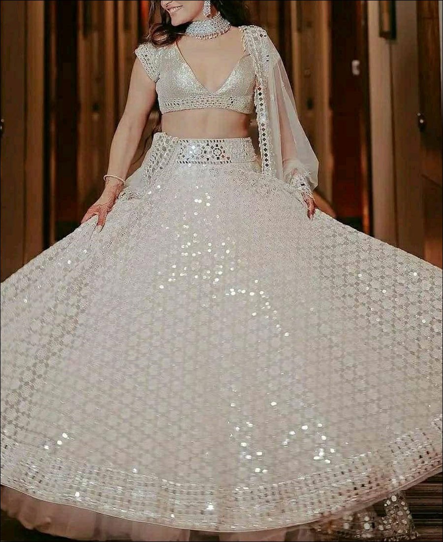 Buy Imposing Off White Georgette With Embroidered Work Lehenga Choli  Designs Online | Fashion Clothing