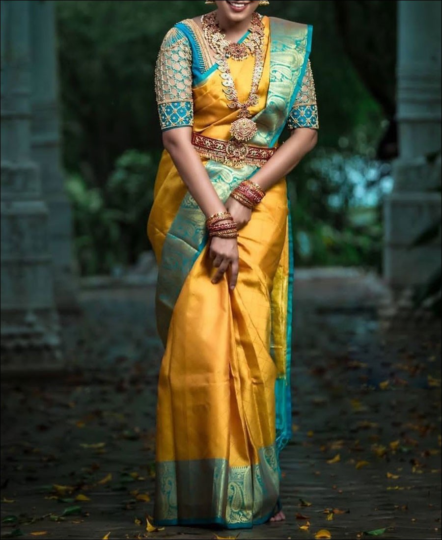 Buy Satrani Art Silk Gold & Pink Color Poly Silk Saree with Blouse piece |  sarees for Women| saree | sarees Online at Best Prices in India - JioMart.