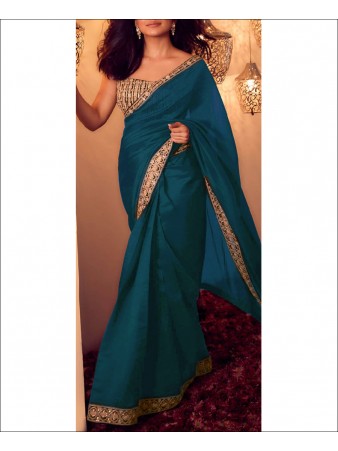 RE - Blue Party Wear Designer Vichitra Silk Saree