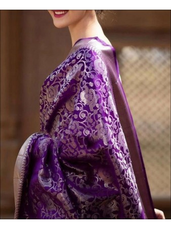 SF-Purple color Soft Lichi Silk saree