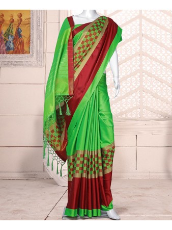 RE - Pleasing light green cotton silk woven saree
